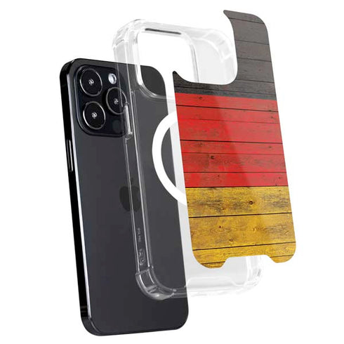 German Flag Dark Wood iPhone 16 Pro MagSafe Case
